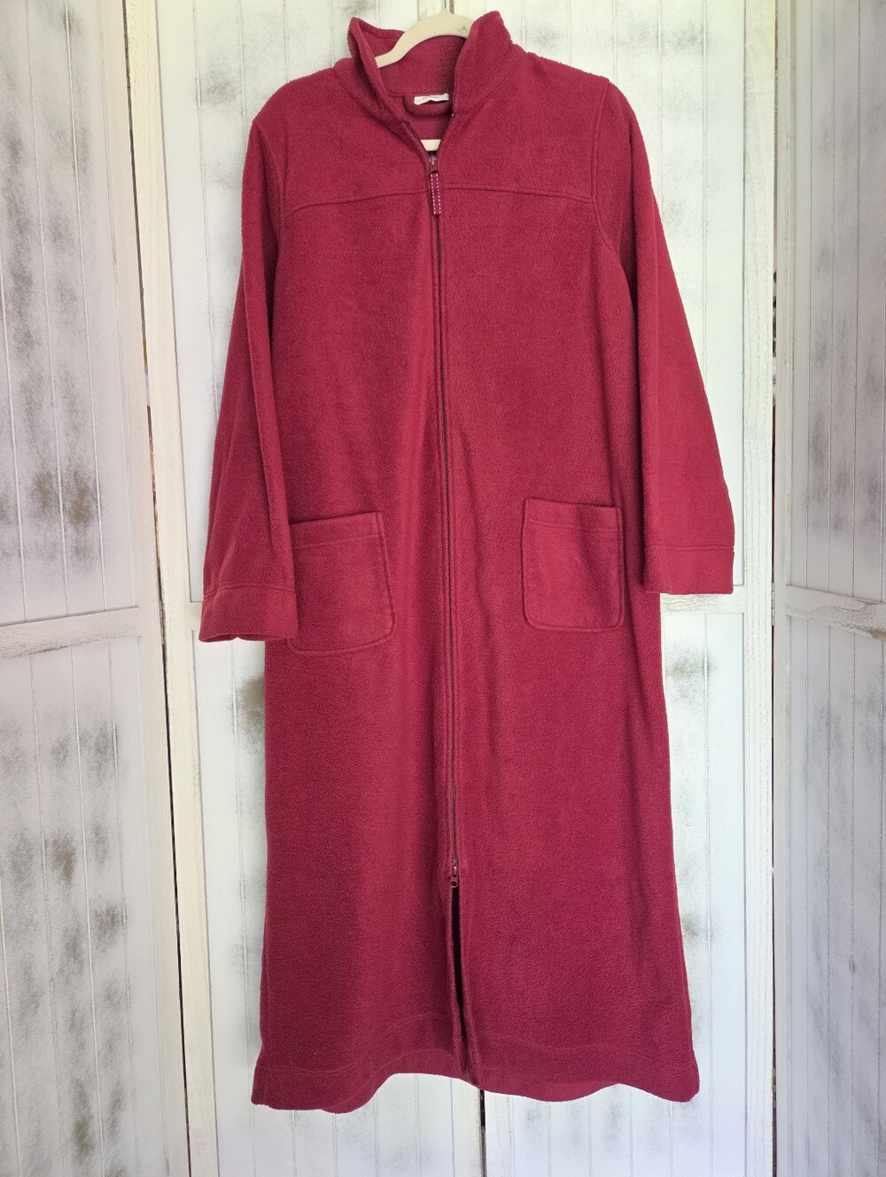 L.L. Bean Full Zip FLeece Robe Red Large